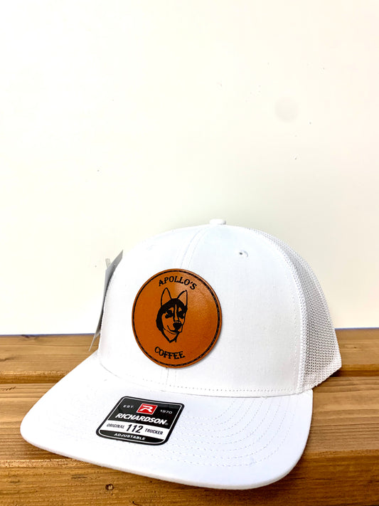 Apollo's Coffee OLD Logo Leather Patch Hat (White)